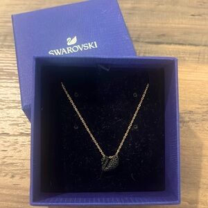 Rose Gold + Black Swarovski Swan Pendant